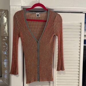 Missoni Striped V-Neck Button-Up Sweater